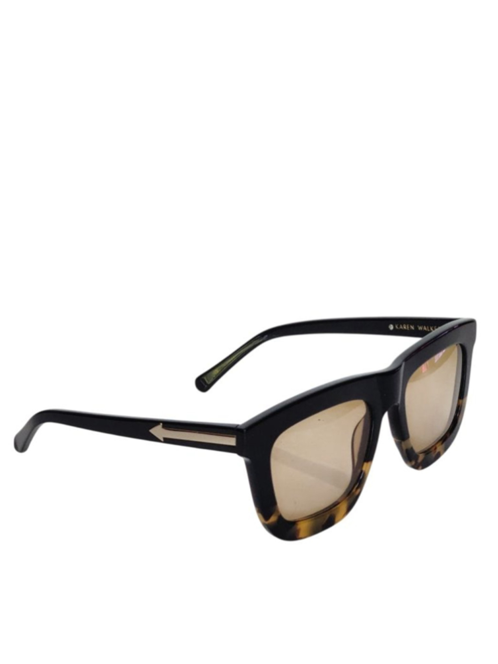 KAREN WALKER Sunglasses Deep Worship Square Black Tortoiseshell Brown Lens